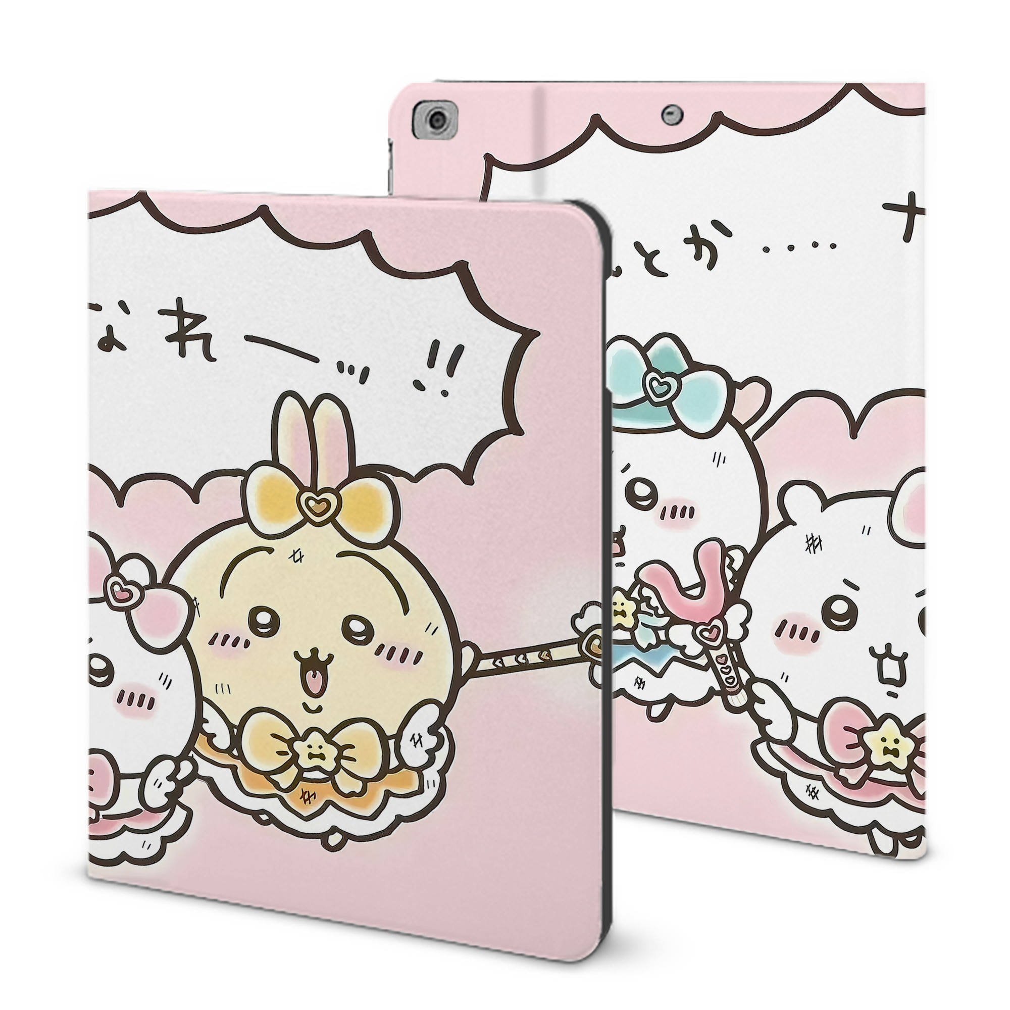 （画像用） ちいかわ Chii-kawa IPad ケース ブック型 PUレザー TPU 耐衝撃 軽量 薄型 ペン収納なし 全面保護 IPad 各モデル対応